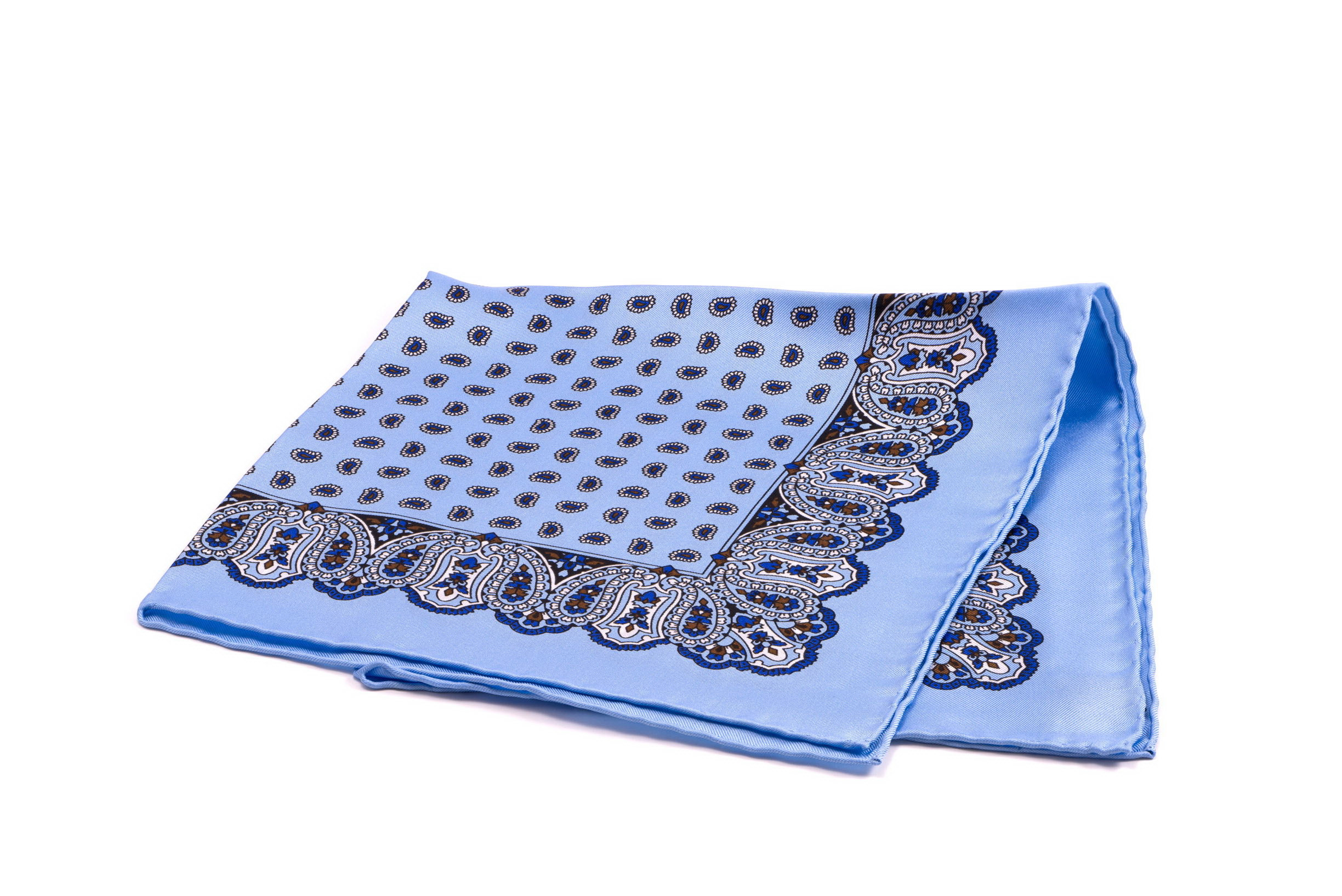 100% Cotton Handkerchief: Paisley, Sky Blue