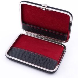 Business Card Case for Men in Black and Red Leather by Fort Belvedere
