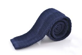 Knit Tie in Solid Navy Silk - Fort Belvedere