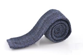 Knit Tie in Mottled Blue and Brown Silk Fort Belvedere