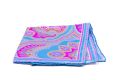Silk Pocket Square in Light Blue with Orange and Pink Large Paisley Pattern- Fort Belvedere