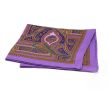 100% Silk Pocket Square violet purple paisely with yellow and green - Handrolled by Fort Belvedere