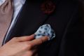 Silk Pocket Square in Light Blue with Small and Large Paisley - Fort Belvedere