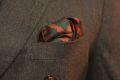 Real Ancient Madder Bronze, Burgundy and Bottle Green pocket square by Fort Belvedere
