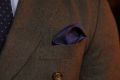 Madder Silk Pocket Square in Brown with Blue Diamond Motif and Red Paisley- Fort Belvedere