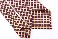 Three Fold untipped Madder Print Silk Tie in Yellow with Red, Blue and Orange Diamond Pattern - Fort Belvedere