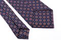 Madder Print Silk Tie in Blue with Red and Buff Pattern Fort Belvedere