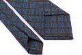 Three Fold Wool Challis Tie in Brown with Green, Blue, Orange, Yellow Pattern - Fort Belvedere