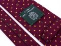 English Wool Challis Tie in Burgundy with Yellow Polka Dots Fort Belvedere with silk thread from Germany