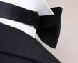 Black Bow Tie in Silk Satin Sized Butterfly Self Tie from Fort Belvedere - Side view