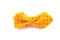 Wool Challis Bow Tie in Yellow with Red Polka Dots and Pointed Ends - Fort Belvedere