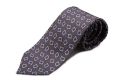 Battleship Gray Jacquard Woven Tie with Printed Light Blue and White Diamonds - Fort Belvedere Self tipped