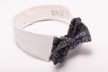 Battleship Gray Jacquard Woven Bow Tie with Printed Light Blue and White Diamonds - Fort Belvedere