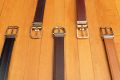 Fort Belvedere boxcalf leather belt colors black, tan, dark brown, medium chestnut brown and burgundy with exchangeable solid brass buckles