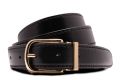 Black Calf Leather Belt Aniline Dyed Cut-To-Size - Folded Edges gold Jasper solid brass buckle 3cm x 120cm - Fort Belvedere