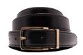 Black Calf Leather Belt Aniline Dyed Cut-To-Size - Folded Edges gold Neville solid brass buckle 3cm x 120cm - Fort Belvedere