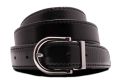 Black boxcalf leather belt Alastair Silver Solid Brass Belt Buckle Classic Round Exchangeable with Palladium Plating Hypoallergenic Nickel Free - Fort Belvedere