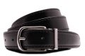 Black boxcalf leather belt with Jasper Silver Solid Brass Belt Buckle Rounded Rectangle Exchangeable with Palladium Plating Hypoallergenic Nickel Free - Fort Belvedere