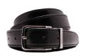 Black Calf Leather Belt Aniline Dyed Cut-To-Size - Folded Edges palladium silver Neville solid brass buckle 3cm x 120cm - Fort Belvedere