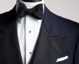 White Linen Pocket Square by Fort Belvedere with Tuxedo without boutonniere