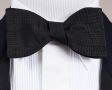 Black Single End Bow Tie in Silk Moire Sized Butterfly Self Tie