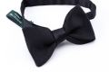 Knotted Black Bow Tie in Silk Satin Sized Butterfly Self Tie