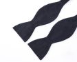 Black Bow Tie in Silk Shantung Sized Butterfly Self Tie