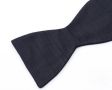 Close up edge of Black Bow Tie in Silk Shantung Sized Butterfly Self Tie