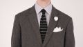 Knit Tie in Black Silk with Fine White Horizontal Stripes- Fort Belvedere