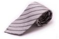 Wedding Tie in Silver Herringbone Silk and Black Stripes - Fort Belvedere