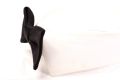 Small Single End Bow Tie in Black Silk Satin on Collar - Fort Belvedere