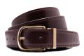 Bordeaux Burgundy Red Calf Leather Belt Aniline Dyed Cut-To-Size with gold Jasper buckle in solid brass - Folded Edges 3cm x 120cm - Fort Belvedere