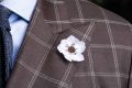 White and Brown Lotus Flower Boutonniere Buttonhole Flower Fort Belvedere