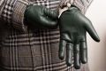 Dark Green Men's Gloves with Button in Lamb Nappa Leather by Fort Belvedere