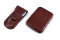 Men's Manicure Set Travel Kit Brown and Blue Leather and Stainless Steel by Fort Belvedere