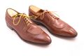 Brown Norwegian shoe with yellow and orange dress shoe laces in quality cottonby Fort Belvedere