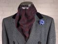 Burgundy Red & Blue Double Sided Wool Silk Motifs & Paisley Scarves by Fort Belvedere