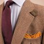 Silk Tie in Jacquard Burgundy Red with White Polka Dots with Wool Challis Pocket Square in Yellow with Burgundy Polka Dots