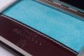 Business Card Case Burugndy Calf Leather with Turquoise Lamb Leather Lining and Contrast Stitching by Fort Belvedere