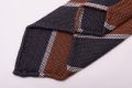 Cashmere Wool Grenadine Tie in Orange, Gray Wide Stripe - Fort Belvedere