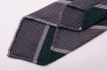 Cashmere Wool Grenadine Tie in Dark Green, Mid Gray, Off White Stripe - Fort Belvedere