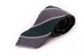 Cashmere Wool Grenadine Tie in Dark Green, Mid Gray, Off White Stripe - Fort Belvedere