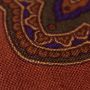 Close up Fabric of Burnt Orange Silk-Wool Pocket Square with Paisley Motifs