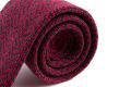 rolled up Knit Tie in Red - Grey Wool Herringbone