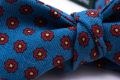 Close Up Details Wool Challis Bow Tie in Mohair Blue with Red & Yellow Pattern - Handmade by Fort Belvedere
