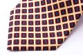 Close up Tip Madder Print Silk Tie in Yellow with Red, Blue and Orange Diamond Pattern - Fort Belvedere
