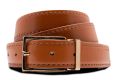 Tan Cognac Belt with folded edges and Saffiano Leather lining with Platinum Gold Edward Brass Buckle by Fort Belvedere