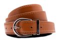 Cognac Tan calf leather belt with George Silver Solid Brass Belt Buckle Horse Shoe Small Exchangable with Gold Plating Hypoallergenic Nickel Free - Fort Belvedere