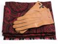 Fort Belvedere Scarf in silk and wool with Cognac Gloves