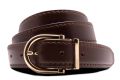Dark Brown Boxcalf Leather Belt with Alastair Gold Solid Brass Belt Buckle Classic Round Exchangeable with Gold Plating Hypoallergenic Nickel Free - Fort Belvedere 